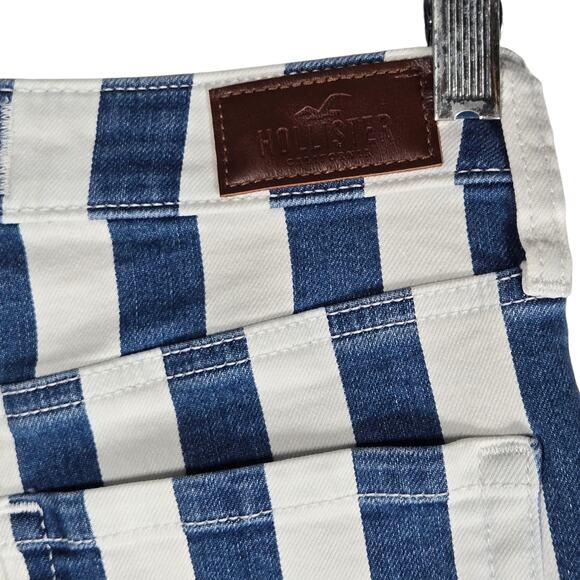 Hollister Jeans Womens 0R Blue White Striped Ultra High-Rise Mom Stretch W24 L27 - Picture 11 of 11